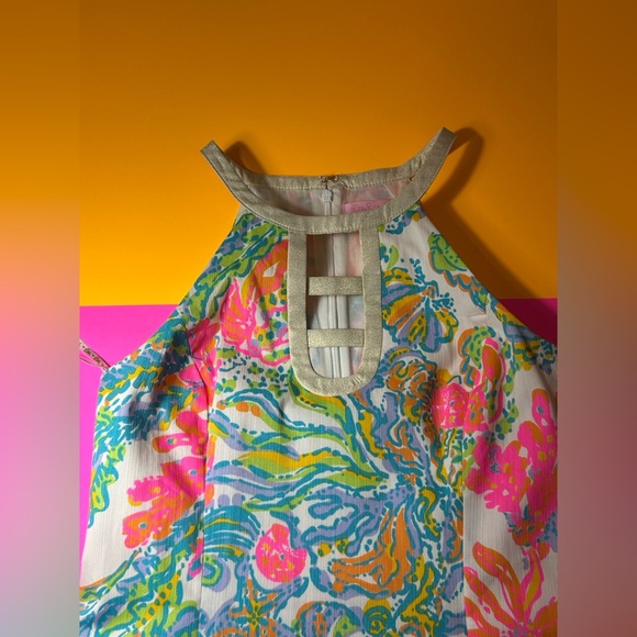 Lilly Pulitzer Kennedy Shift Resort White Casa Marina Halter Dress Size 4 - Picture 14 of 14